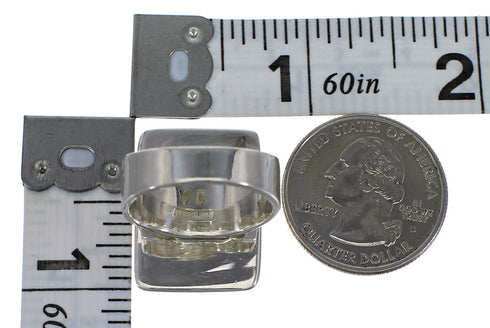 Authentic Sterling Silver And Mulitcolor Inlay Ring Size 6 RX82175